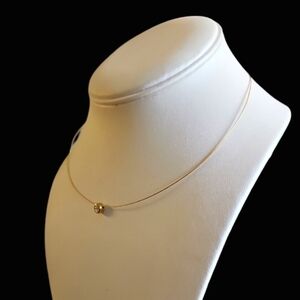 Vintage & Elegant Bezel Solitary CZ Gold Plated Necklace.
